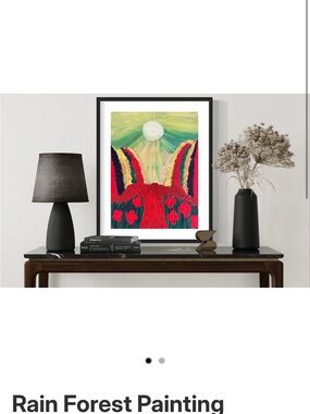 Abstract Rain Forest Wall Art Painting— Red & Green